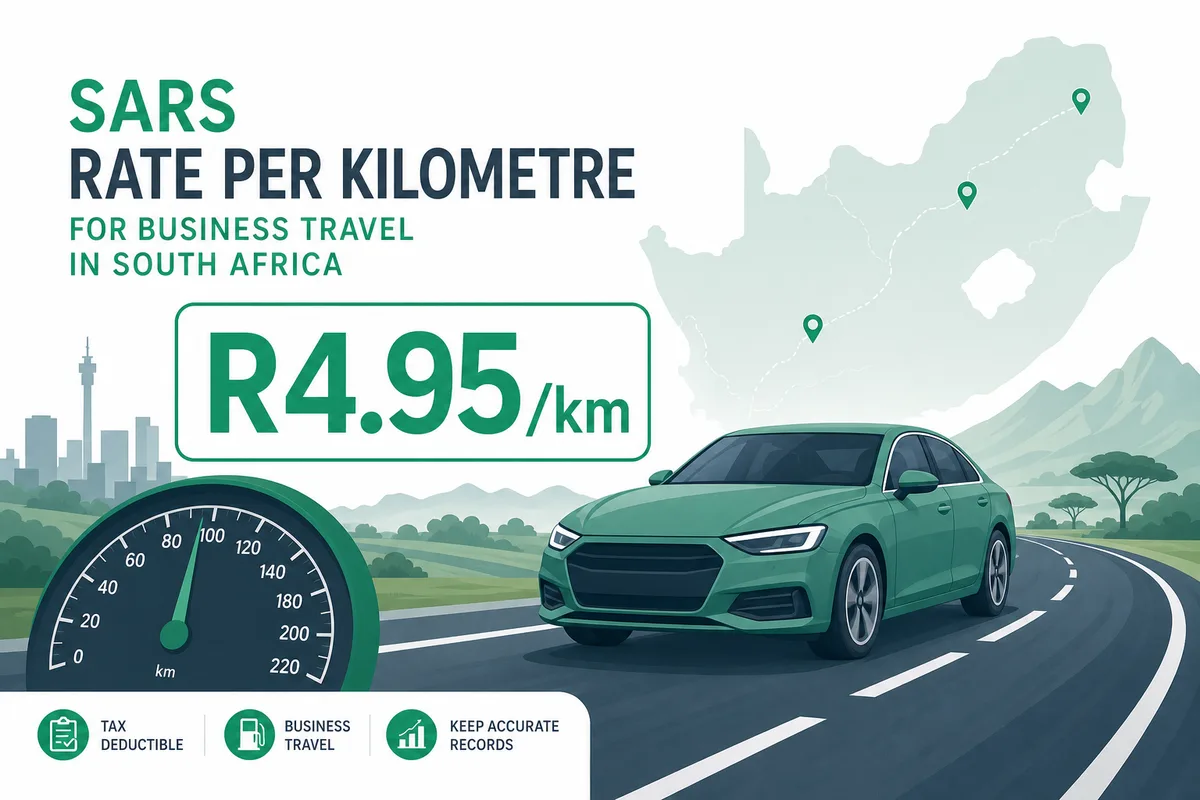 AA rate per km 2026 calculator and SARS R4.95 prescribed rate guide for South African business travel