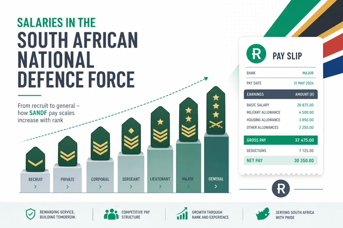 SANDF salaries 2026 guide South African National Defence Force pay grades and training requirements